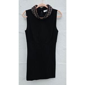 Black Mini Dress with Beaded Collar